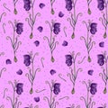 Floral summer pattern. Bright pink pattern. Hazel grouse Russian flower. Blue bells plant