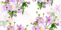 Floral summer seamless pattern, bouquets of pink flowers on a transparent background for wallpaper design, textile