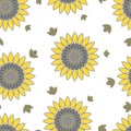 Floral summer seamless pattern of sunflowers