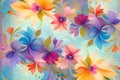 Floral Symphony: Abstract Art Featuring Numerous Flowers, Swirling Colors Merging with Floral Silhouettes in a Dynamic Background