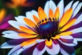 Floral Tapestry: Macro Close-Up of Vibrant-Colored Flower Dominating the Frame as Its Petals Blend into an Abstract Background