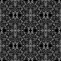 Floral tapestry seamless pattern. Embroidery damask black white Royalty Free Stock Photo