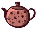 Floral teapot, illustration, vector