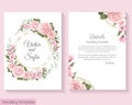 Floral template for wedding invitation. Pink roses Royalty Free Stock Photo