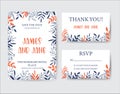 Floral template for a wedding invitation. Vector wedding floral invitation. Rsvp card design set. Invitation card with floral spri