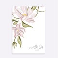 Floral tender soft magnolia vector illustration. Wedding invitation card template design, pink peony flowers and calla Royalty Free Stock Photo