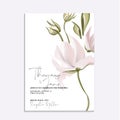 Floral tender soft magnolia vector illustration. Wedding invitation card template design, pink peony flowers and calla lily Royalty Free Stock Photo