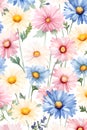 Floral texture pattern on seamless watercolor cloth. Abstract flower background Royalty Free Stock Photo