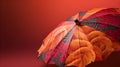 A floral texture umbrella shot in a red background studio with some copy space Royalty Free Stock Photo