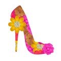 Floral textured high heel shoe Royalty Free Stock Photo