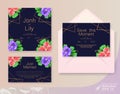 Floral Textured Invitation Card Set and Envelop