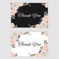 Floral thank you card template with pastel rose decoration