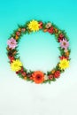 Floral Thanksgiving and Autumn Fall Nature Wreath Royalty Free Stock Photo