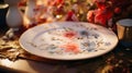 Floral Themed Handpainted Plate on White Rustical AI Generated