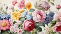 A floral-themed wallpaper bursting with vivid, multicolored blooms