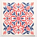 Floral Tile Design Inspired By Paula Scher A Fusion Of Pre-columbian Art And Paper Cut-outs