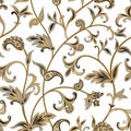 Floral tiled pattern. Flourish oriental background. Ornament wi