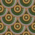 Floral tiled round mandalas seamless pattern. Ethnic style color