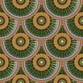 Floral tiled round mandalas seamless pattern. Ethnic style color