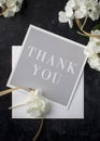 Bridal or Mother`s Day wishes on an elegant Thank you note Royalty Free Stock Photo