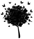 Floral tree silhouette Royalty Free Stock Photo