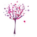 Floral tree silhouette Royalty Free Stock Photo