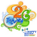 Floral tricolor background for 26th January Happy Republic Day of India