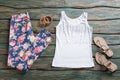Floral trousers and tank top. Royalty Free Stock Photo