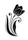 Floral tulip. Vector line style