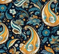 Floral turkish background paisley indian pattern fabric flower seamless design ornamental textile ethnic Royalty Free Stock Photo