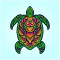 Floral turtle vintage ornament illustration