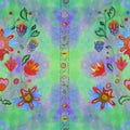 Floral Ukrainian ethnic motif. Seamless pattern. Decorative composition with floral motifs. Watercolor. Wallpaper. Use printed