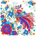 Floral ukrainian vector image. Flower in the style of Petrykivka painting. Isolated element for design