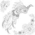 Floral ukrainian vector image. Flower in the style of Petrykivka painting. Isolated element for design. Coloring page