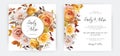 Floral, vector autumn bouquet wedding invitation, save the date card design. Editable watercolor illustration. Watercolor yellow, Royalty Free Stock Photo