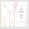 Floral vector card, wedding invitation. Can be used for - save the date, mothers day, valentines day, birthday cards Royalty Free Stock Photo