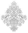 Floral vector damask. Oriental contour design element