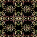 Floral vector embroidery seamless pattern in Baroque style. Royalty Free Stock Photo