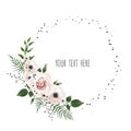 Floral vector frame with place for your text. Can be used as creating card, invitation card for wedding,birthday and other holida Royalty Free Stock Photo