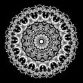 Floral vector greek mandala pattern. Ancient abstract black and white background. Geometric shapes and flowers