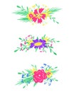 Floral vector hand-drawn elements. Flat isolated elements for design