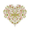 Floral vector heart in Eastern style. Be My Valentine Illustration. Elegant element for greetings design