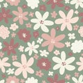 Floral vector pattern with pink and white flowers Royalty Free Stock Photo
