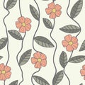 Floral vector pattern. Seamless doodle flowers.