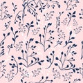 Floral vector rustic pattern in simple style