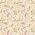 Floral vector seamless pattern. Autumn green, red and orange leaves. Abstract floral background Royalty Free Stock Photo