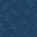Floral vector seamless pattern in blue tones. Hand drawn simple doodle illustration. Ideal for textiles, wallpaper