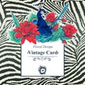 Floral Vector Vintage Card With Peacock