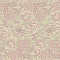 Floral vintage background with paisley ornament. Seamless vector pattern. Royalty Free Stock Photo