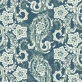 Floral vintage background with paisley ornament. Seamless vector pattern. Royalty Free Stock Photo